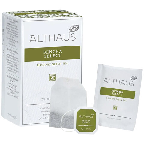Чай ALTHAUS "Sencha Select" зеленый, 20 пакетиков в конвертах по 1,75 г, ГЕРМАНИЯ, TALTHB-DP0033 - фото 3
