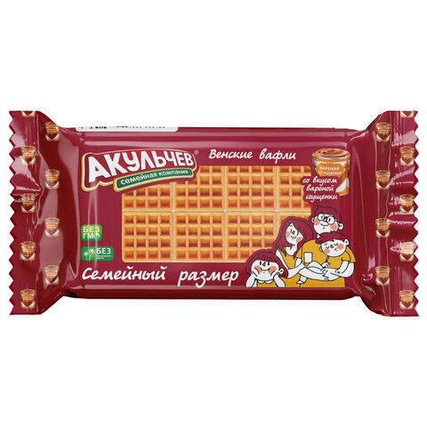 Вафли сдобные мягкие АКУЛЬЧЕВ "Венские" со вкусом вареной сгущенки 800 г, 629 - фото 2