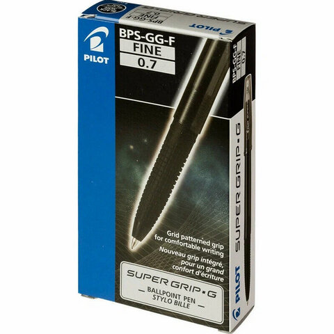 Ручка шариковая с грипом PILOT Super Grip G, ЧЕРНАЯ, узел 0,7 мм, линия 0,22 мм, BPS-GG-F B - фото 3