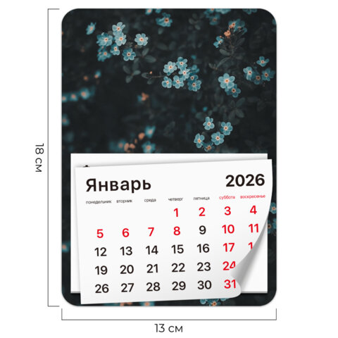 Календарь отрывной на магните на 2026 г., BRAUBERG, 130х180 мм, склейка, "Цветы", 117293 - фото 2