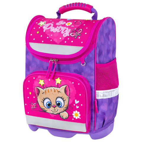 Ранец ЮНЛАНДИЯ WISE, 1 отделение, 3 кармана, устойчивое дно, "Pretty kitty", 37x29х15 см, 271395 - фото 1