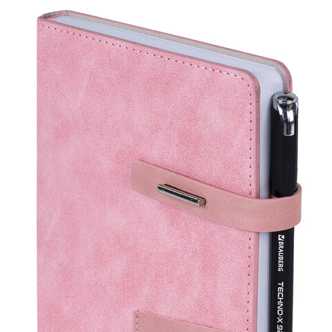 Ежедневник недатированный А5 138х213 мм BRAUBERG "Cowboy", под кожу, застежка 160 л., розовый, 116199 - фото 4