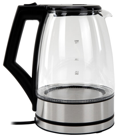 Чайник электрический SONNEN KT-1807, 1,8 л, 2200 Вт, термостойкое стекло, внутренняя подсветка синяя, нержавеющая сталь, 455140 - фото 3