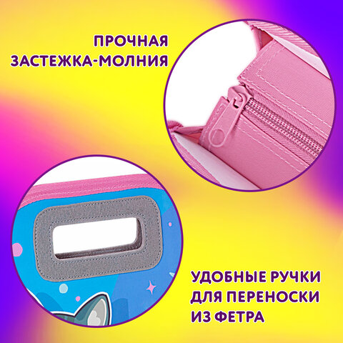 Папка-сумка ЮНЛАНДИЯ, 1 отделение, фетровые ручки, 34х30х11 см, Anime cat, 272204 - фото 9
