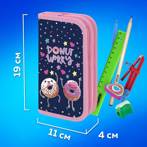 Пенал ПИФАГОР, 2 отделения, ламинированный картон, 19х11 см, "Comic donuts", 273482 - фото 11