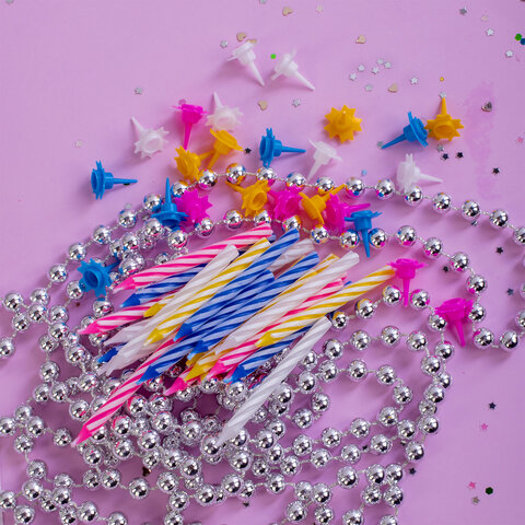 Набор свечей для торта 24 шт., 6 см, 24 держателя, ЗОЛОТАЯ СКАЗКА, в блистере, 591445 - фото 14