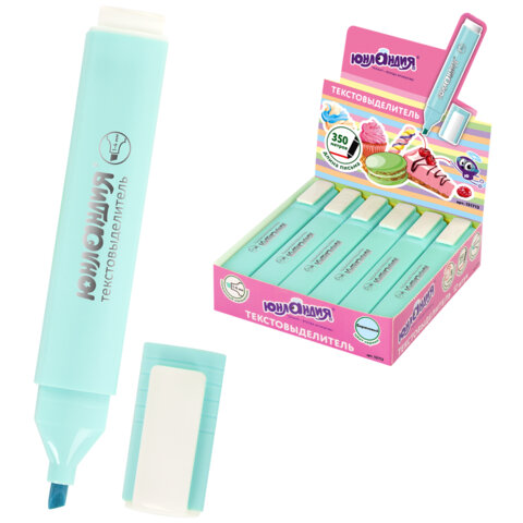 Текстовыделитель ЮНЛАНДИЯ "COLORSTAR PASTEL", БИРЮЗОВЫЙ, линия 1-4 мм, 151713 - фото 1