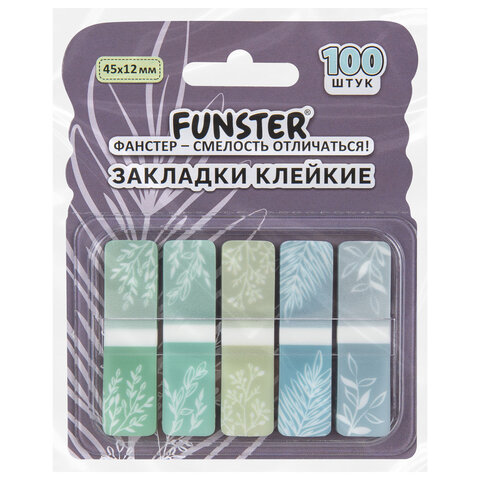 Закладки клейкие Z-сложения FUNSTER (ФАНСТЕР) "Флора", 45х12 мм, 100 шт. (5 цветов х 20 листов), в диспенсере, 116699 - фото 6