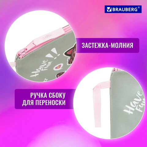 Папка для тетрадей BRAUBERG А5, 1 отделение, полиэстер, на молнии, с ручкой, "Anime friends", 272202 - фото 9