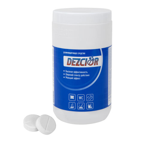 Средство дезинфицирующее 1 кг, ДЕЗХЛОР, хлорные таблетки 300 шт., банка, 00-00000230 - фото 1