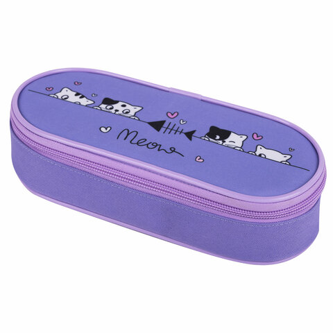 Пенал-футляр BRAUBERG, 1 отделение, органайзер, полиэстер, 22x9х5 см, "Meow", 272312 - фото 1