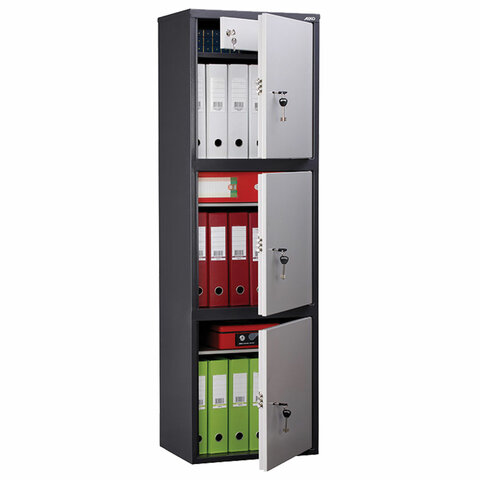 Шкаф металлический для документов AIKO "SL-150/3Т" ГРАФИТ, 1490х460х340 мм, 37 кг, S10799153502 - фото 1