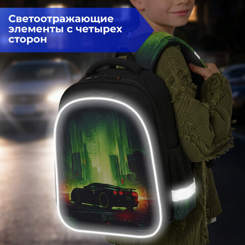 Ранец BRAUBERG KIDS STANDARD, 2 отделения, "Зеленый город", 36х28х14 см, 274428 - фото 12