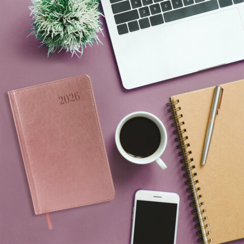 Ежедневник датированный 2026, А5, 138х213 мм, BRAUBERG "Impression", под кожу, розовый, 117514 - фото 5