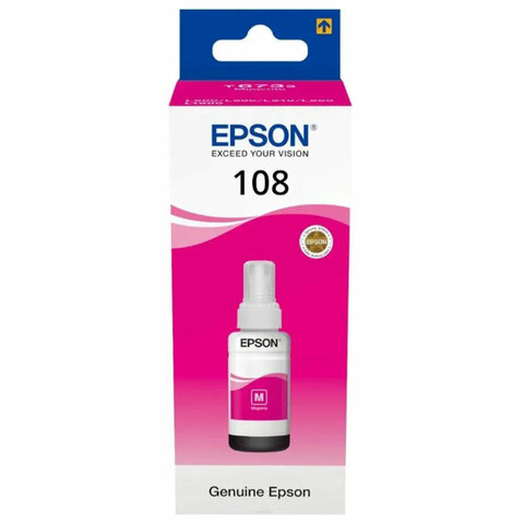 Чернила EPSON 108 (C13T09C34A) для СНПЧ EPSON L8050 /L8100 /L18050, пурпурные, ОРИГИНАЛЬНЫЕ - фото 1