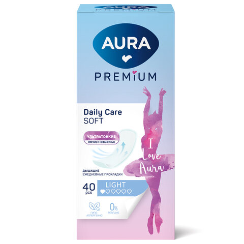 Прокладки женские ежедневные 40 шт., AURA Premium ультратонкие LIGHT, 13124 - фото 1