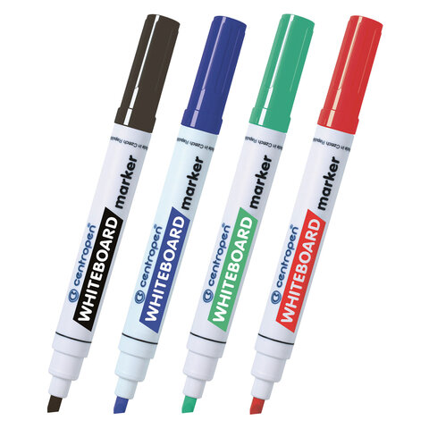 Маркеры стираемые для белой доски НАБОР 4 шт., 4 ЦВЕТА, CENTROPEN "Dry-Wipe", 8569/4, 1-4,5 мм, 585690401 - фото 2