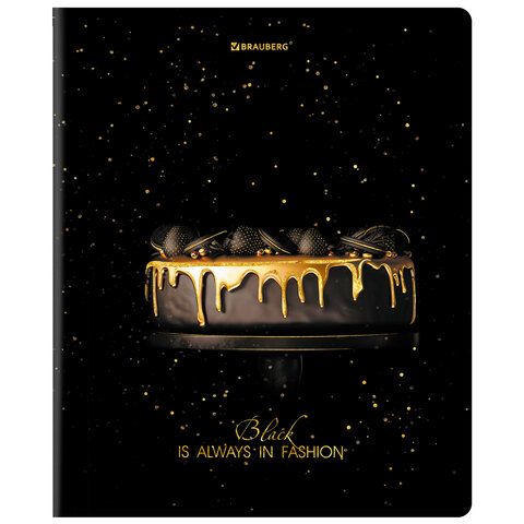 Тетрадь А5, 48 л., BRAUBERG, скоба, клетка, матовая ламинация, фольга, "Black&Gold" (микс в спайке), 404370 - фото 5