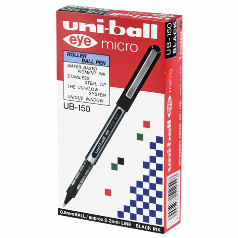Ручка-роллер Uni-Ball Eye, ЧЕРНАЯ, корпус серебро, узел 0,5 мм, линия 0,3 мм, UB-150 BLACK - фото 6