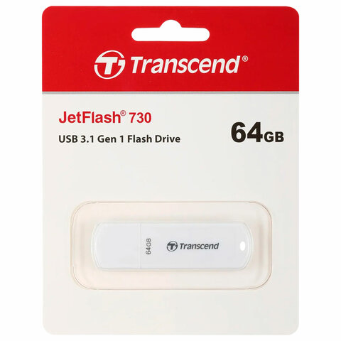 Флеш-диск 64 GB TRANSCEND JetFlash 730, USB 3.1, белый, TS64GJF730 - фото 4