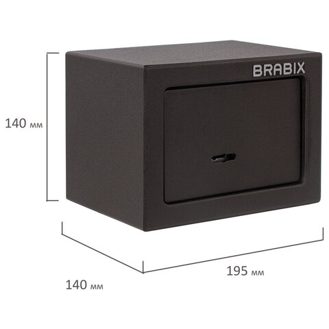 Сейф мебельный BRABIX "SF-140KL", 140х195х140 мм, ключевой замок, черный, 291140, S103BR210114 - фото 2