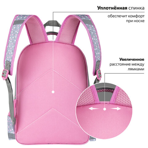 Рюкзак ПИФАГОР SCHOOL, 1 отделение, 3 кармана, "Adorable bunny", 38x28х14 см, 270654 - фото 11