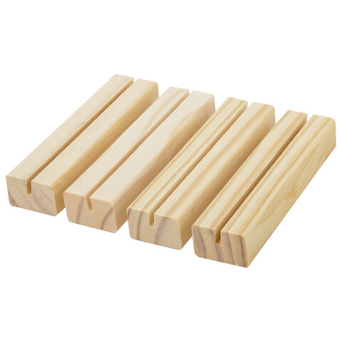 Ценникодержатель деревянный (ценники, реклама, фото) 12х3х2 см, КОМПЛЕКТ 4 шт., BRAUBERG, 291314 - фото 1