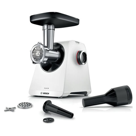 Мясорубка BOSCH MFWS420W, мощность 1900 Вт, производительность 2,5 кг/мин, металлический шнек, реверс - фото 1
