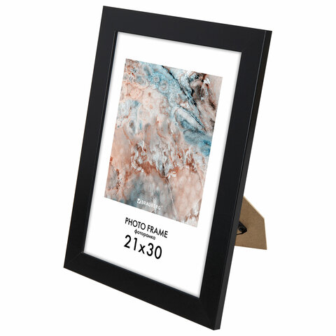 Рамка 21х30 см небьющаяся, КОМПЛЕКТ 3 шт., багет 29 мм, МДФ, BRAUBERG "Basic", черная, 391261 - фото 6