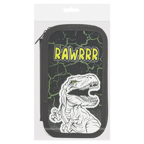 Пенал ЮНЛАНДИЯ, 2 отделения, ламинированный картон, конгрев, 19х11 см, "RAWR", 271538 - фото 7
