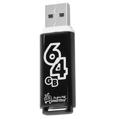 Флеш-память Smartbuy Glossy, 64Gb, USB 2.0, чер, SB64GBGS-K - фото 2