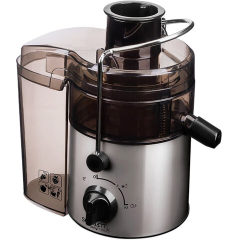 Соковыжималка SCARLETT SC-JE50S18, 800 Вт, стакан 0,6 л, емкость для жмыха 1 л, пластик, сталь/черный - фото 1