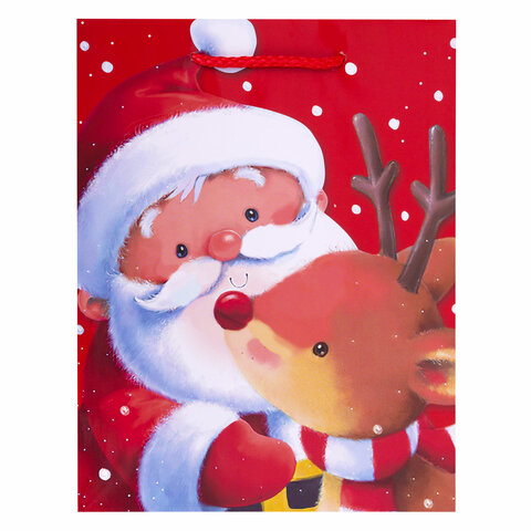 Пакет подарочный НАБОР 4 штуки, новогодний, 18х10х23 см, "Christmas Animals", ЗОЛОТАЯ СКАЗКА, 591956 - фото 6