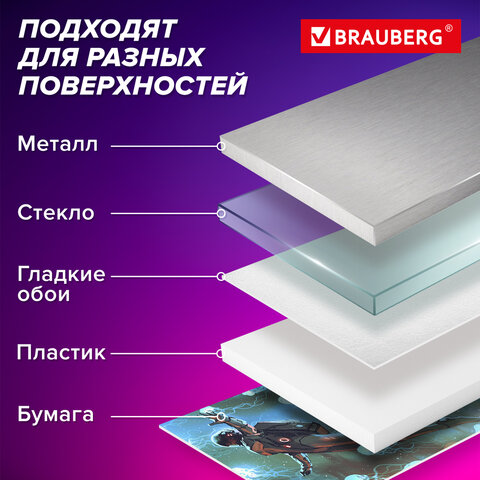 Клеевые подушечки многоразовые BRAUBERG, 80 шт., бесследное удаление, белые, 608780 - фото 9