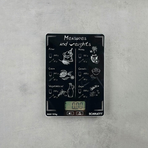 Весы кухонные SCARLETT SC-KS57P64, электронный дисплей, max вес 10 кг, тарокомпенсация, стекло - фото 5