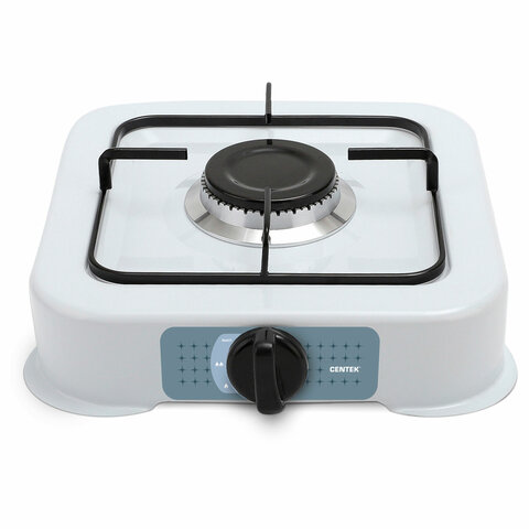 Настольная газовая плита CENTEK CT-1520, 1 конфорка, сменная форсунка (баллон/магистраль), белая - фото 1