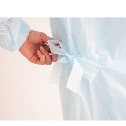 Халат хирургический стерильный 140 см, 52-54 р., манжета, спанбонд 25 г/м2, ГЕКСА, голубой - фото 9