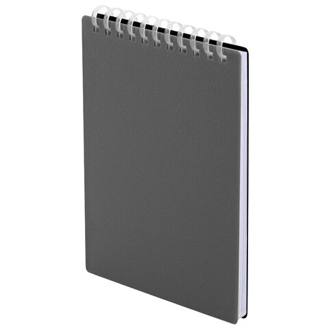 Блокнот МАЛЫЙ ФОРМАТ А6, 60 л., силиконовый гребень, обложка пластик, клетка, BRAUBERG, серый, 117566 - фото 5