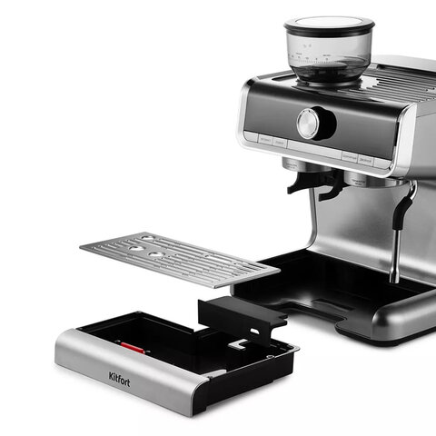 Кофейная станция KITFORT КТ-789, 1550 Вт, объем 2,8 л, для зерен 250 г, ручной капучинатор, серая - фото 9