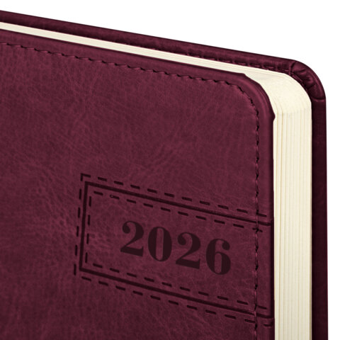 Ежедневник датированный 2026 А5 138x213 мм, BRAUBERG "Imperial", под кожу, бордо, 117060 - фото 3