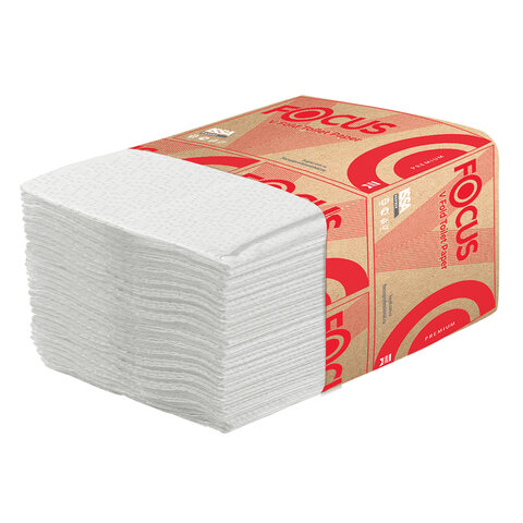 Бумага туалетная FOCUS (T3) Premium, 2 слоя, КОМПЛЕКТ 15 пачек, листовая, 250 листов, V-сложение, 5083735 - фото 3