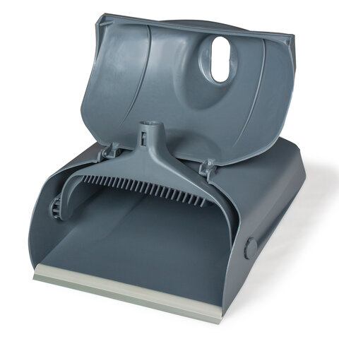 Совок для мусора КОМПЛЕКТ щетка + 2 рукоятки по 94 см, закрывающаяся крышка ЛОВУШКА, серый LAIMA PROFESSIONAL, 601508 - фото 4