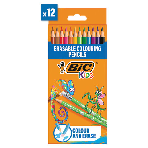 Карандаши цветные стираемые с ластиком BIC "Kids Evolution Illusion", 12 цветов, круглые, 987868  - фото 12