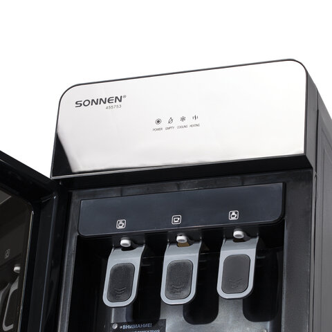 Кулер для воды SONNEN FSE-03G, напольный, нагрев/охлаждение электронное, НИЖНЯЯ ЗАГРУЗКА, 3 крана, зеркальный, 455753 - фото 5
