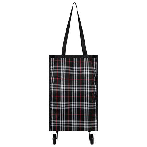 Сумка хозяйственная на колесах складная 50x32x15 см, 24 л, до 15 кг, Оксфорд 600D, шотландка, ЛЮБАША, 701403 - фото 2