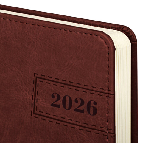 Ежедневник датированный 2026 А5 138x213 мм, BRAUBERG "Imperial", под кожу, коричневый, 117061 - фото 3