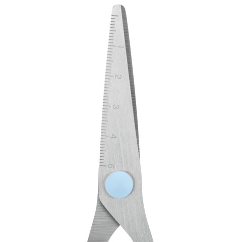 Ножницы BRAUBERG KIDS 130 мм, ручки небесно-голубые, закругленные лезвия с линейкой, 274060 - фото 4