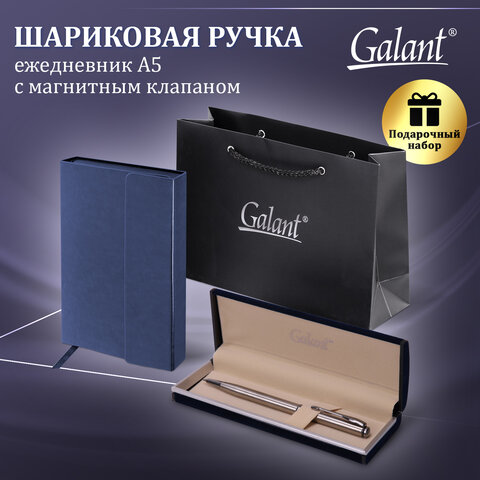 Ручка шариковая GALANT "Arrow Chrome", корпус серебристый, ежедневник недатированный, А5, синий, пакет, 880903 - фото 6