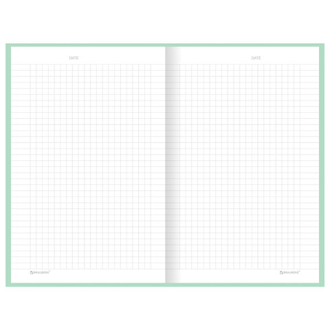 Блокнот А5 134х206 мм, 80 л., твёрдый, клетка, BRAUBERG "Minimal", мятный, 116443 - фото 5