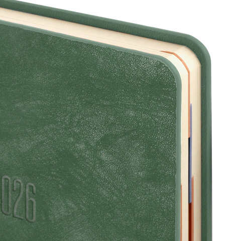 Ежедневник датированный 2026 B6 125х173 мм, GALANT "Vivid", под кожу, зеленый, 117409 - фото 4
